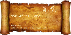 Maklári Imre névjegykártya